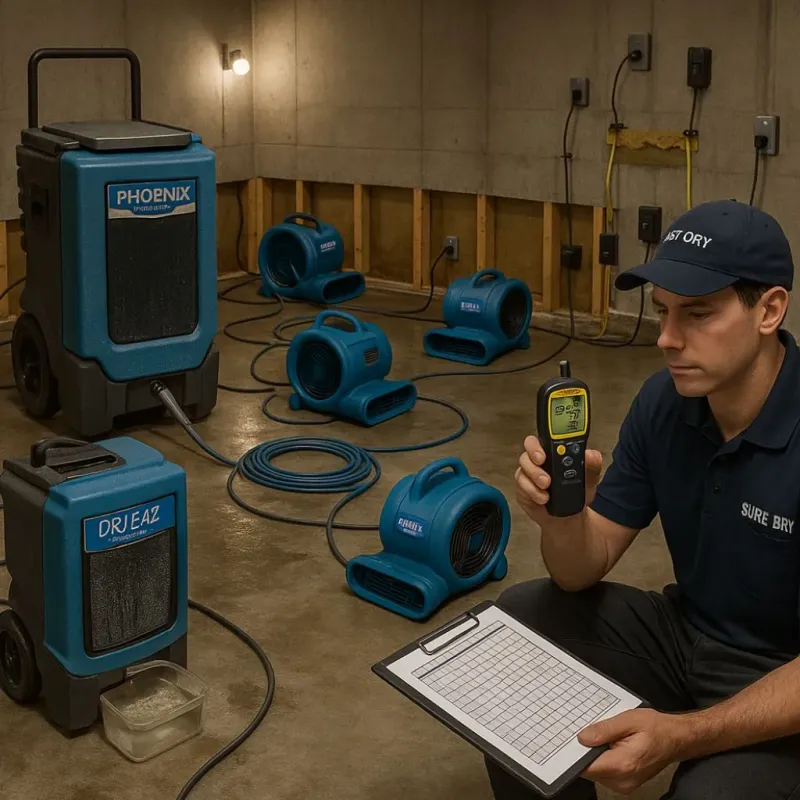 Structural Drying and Dehumidification process in Bonita, CA